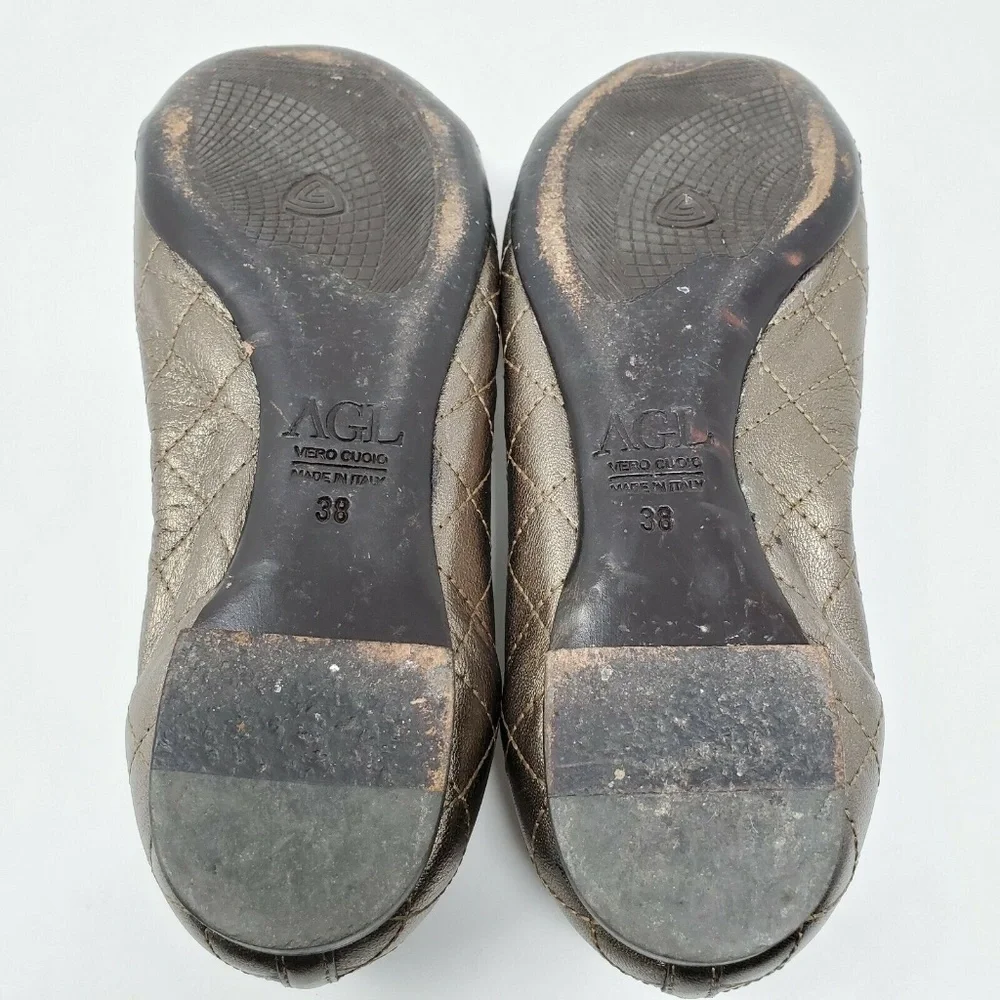 AGL Ballet Flats quilted Leather Patent Cap Toe